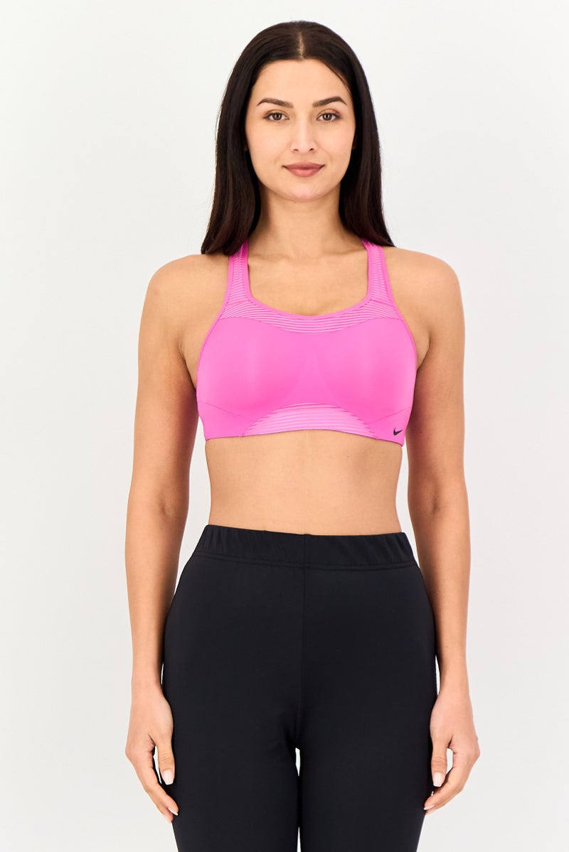 Nike Women Brand Logo Padded Sports Bra, Pink - Image 1